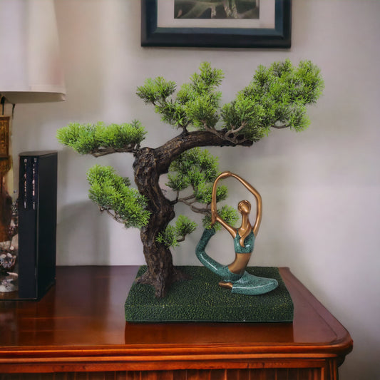 Yoga Lady Under Tree / Seated Asan Pose by Satgurus