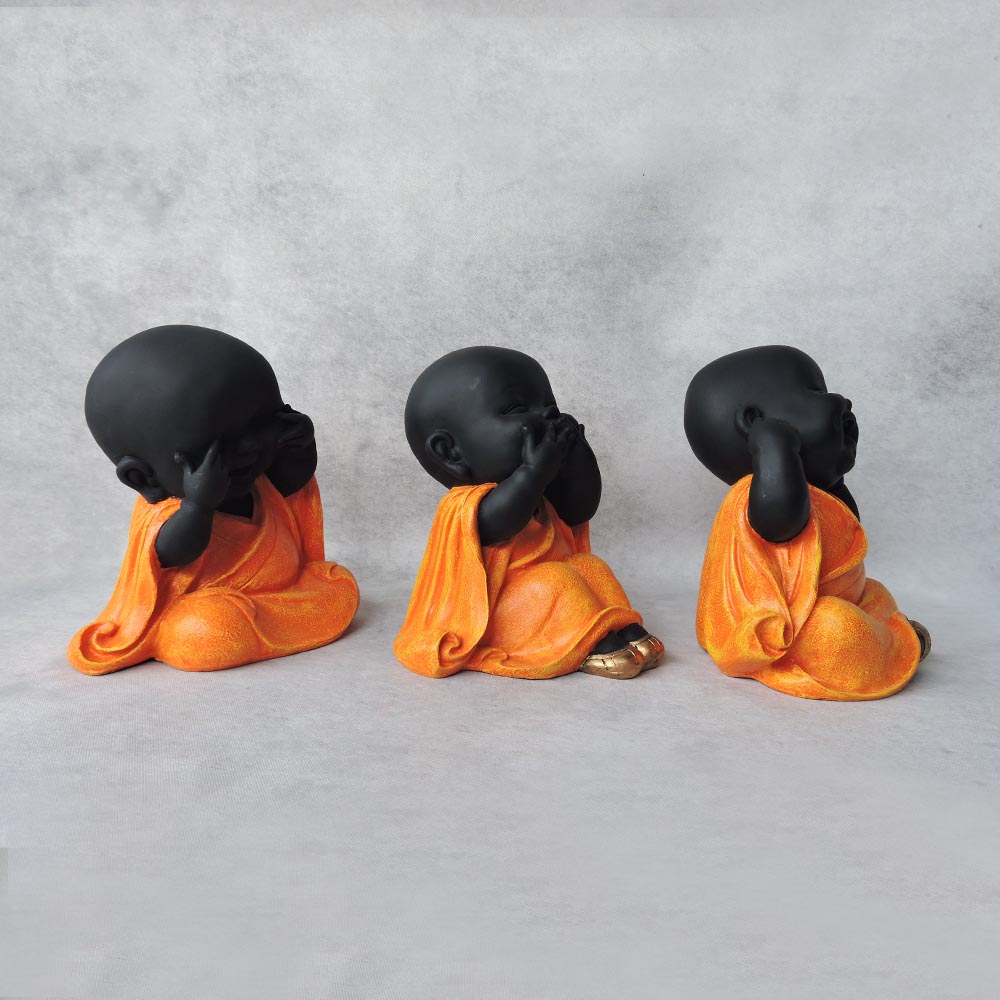 Monk Set Of 3 Orange Black by Satgurus