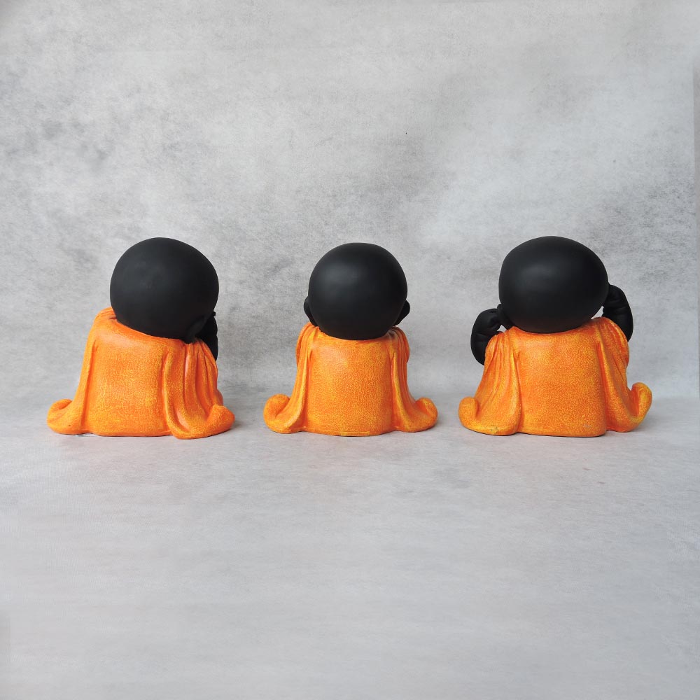 Monk Set Of 3 Orange Black by Satgurus