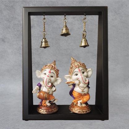 Musical Ganesha In Wooden Frame by Satgurus