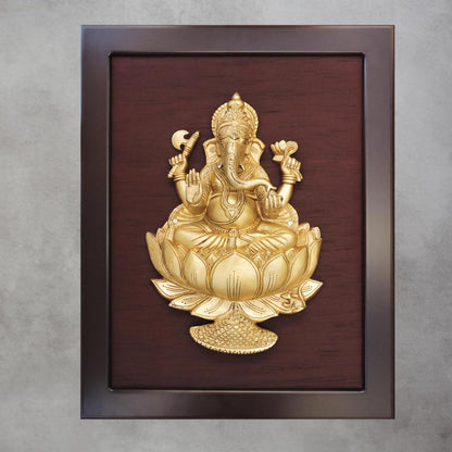 Brass Lotus Ganesha In Frame by Satgurus