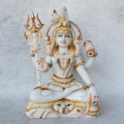 Almighty Shiva Meditating Marble Statue by Satgurus