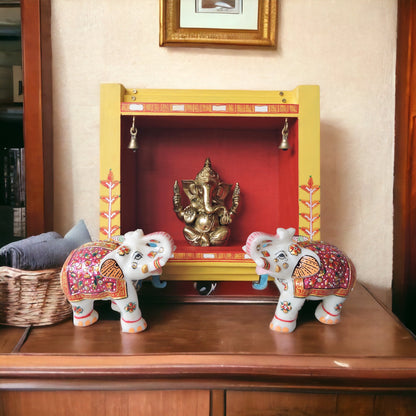 Marble Painting Elephant Pair - B by Satgurus
