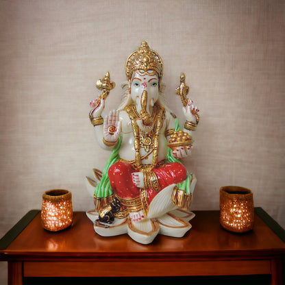 Ganesha On Lotus Base by Satgurus