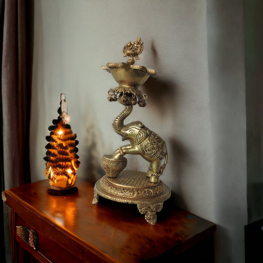Brass Elephant Lamp By Satgurus