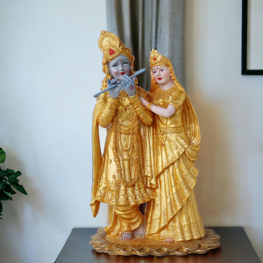 Radha Krishna on Lotus Base Gold SP22 by Satgurus
