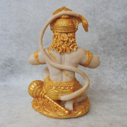 Hanumanji Sitting In Gold Finish by Satgurus