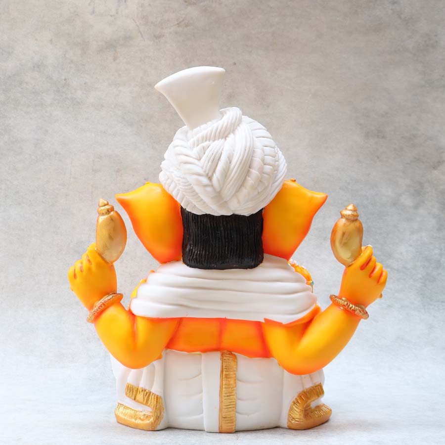 White Pagdi Ganesha ( Orange )By Satguru's