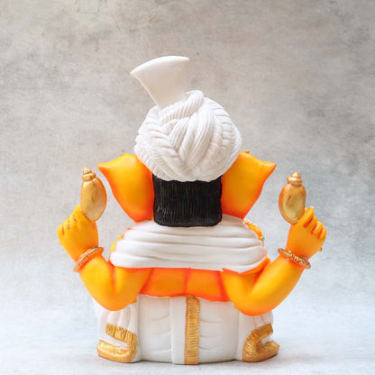 White Pagdi Ganesha ( Orange )By Satguru's