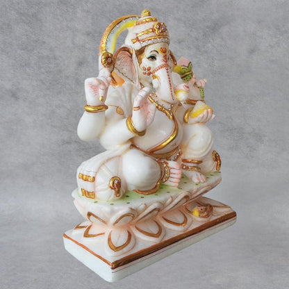 Marble Painting Ganesha Lotus Base by Satgurus