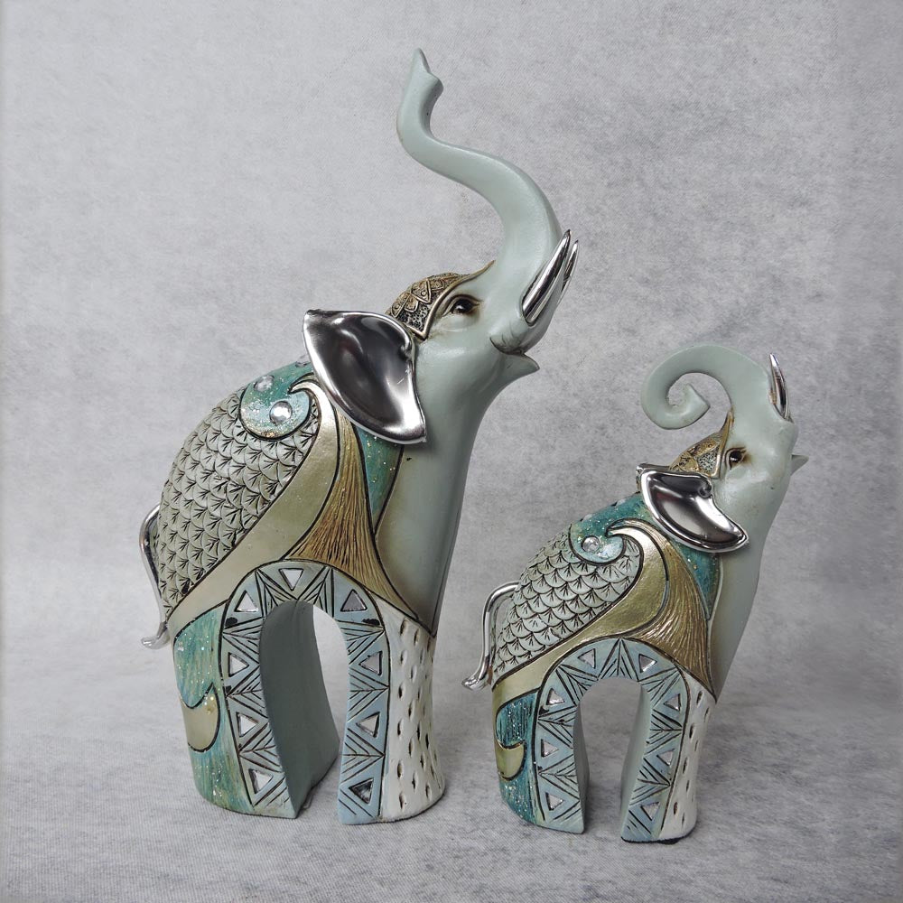 Trunk Up Designer Elephant Set Of 2 by Satgurus