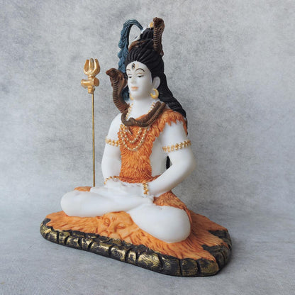 Shiva Sitting In White/Orange Finish by Satgurus