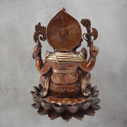 Brass Ganesh On Lotus Flower by Satgurus