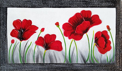 Flowers Red Canvas Painting by Satgurus