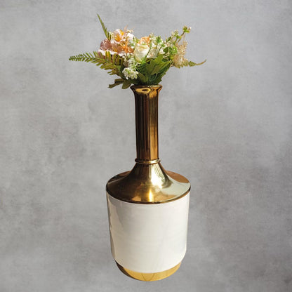 Gold White Slim Neck Vase Big by Satgurus