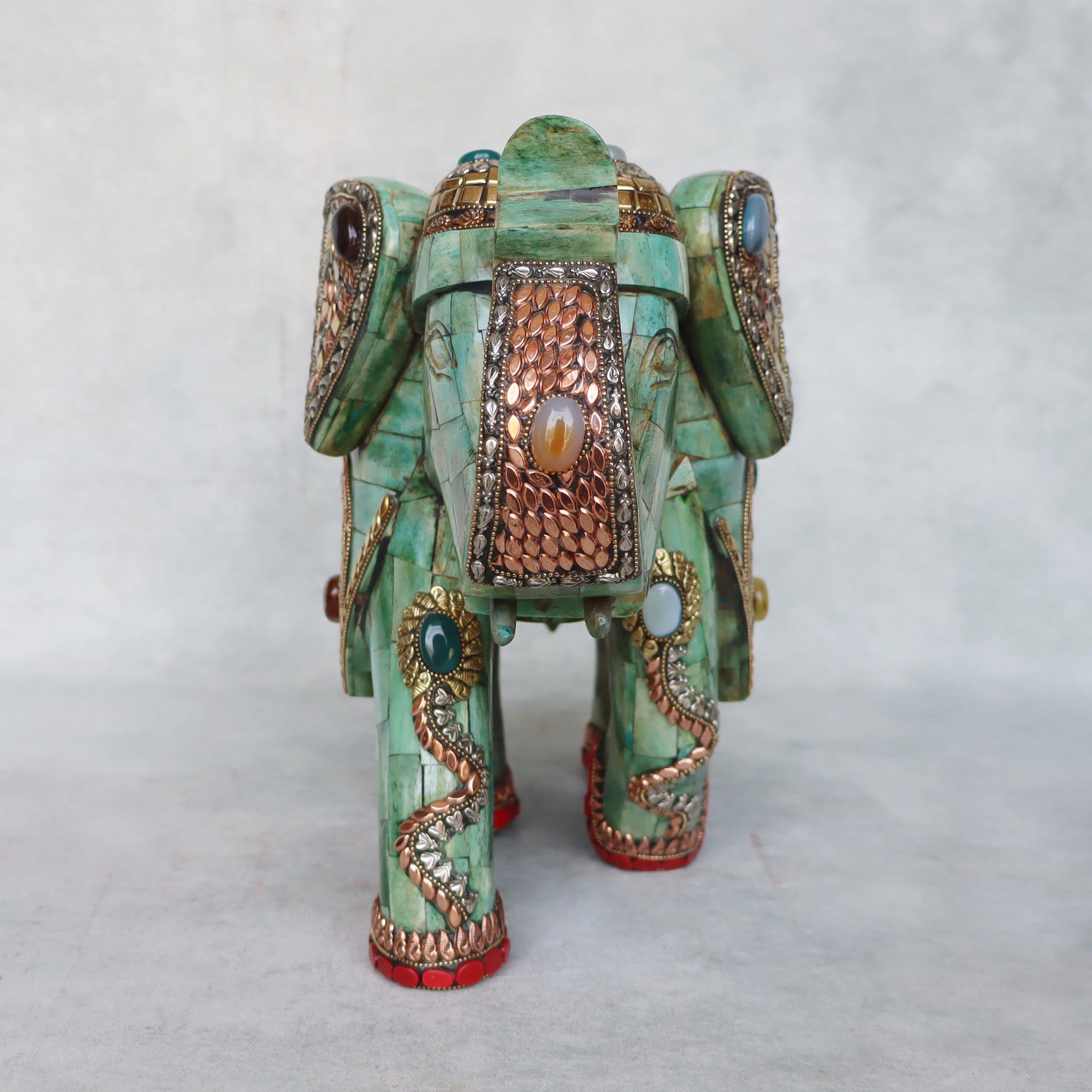 Elephant With Stone Work / Green by Satgurus