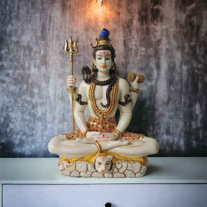 Shiva Sitting In White Finish by Satgurus