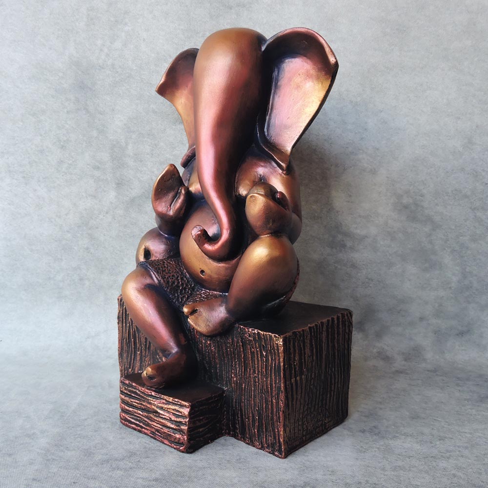 Abstract Modern Ganesha With Pillow / Copper by Satgurus