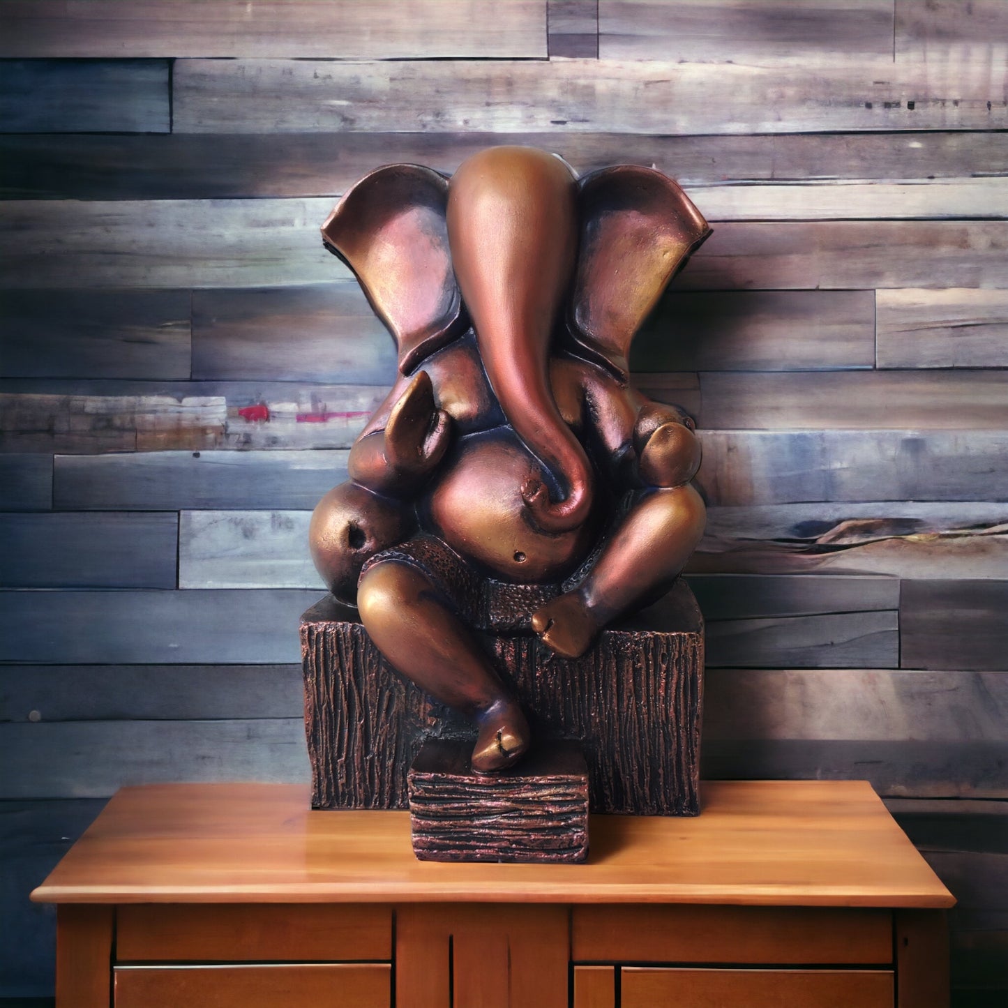 Abstract Modern Ganesha With Pillow / Copper by Satgurus