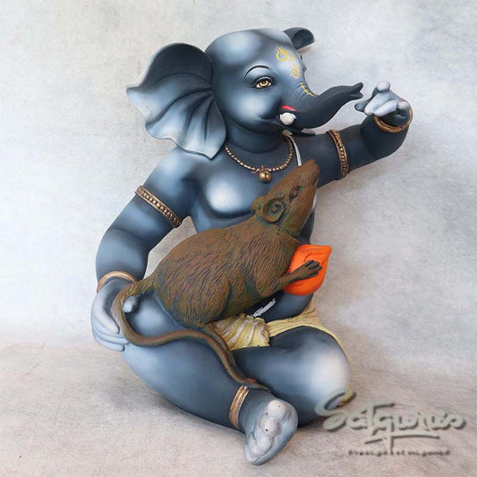 Sitting Ganesha With Mouse By Satguru's