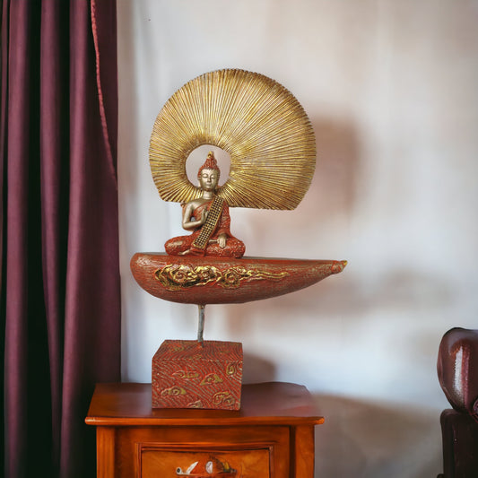 Buddha Sitting With A Feather On Back by Satgurus
