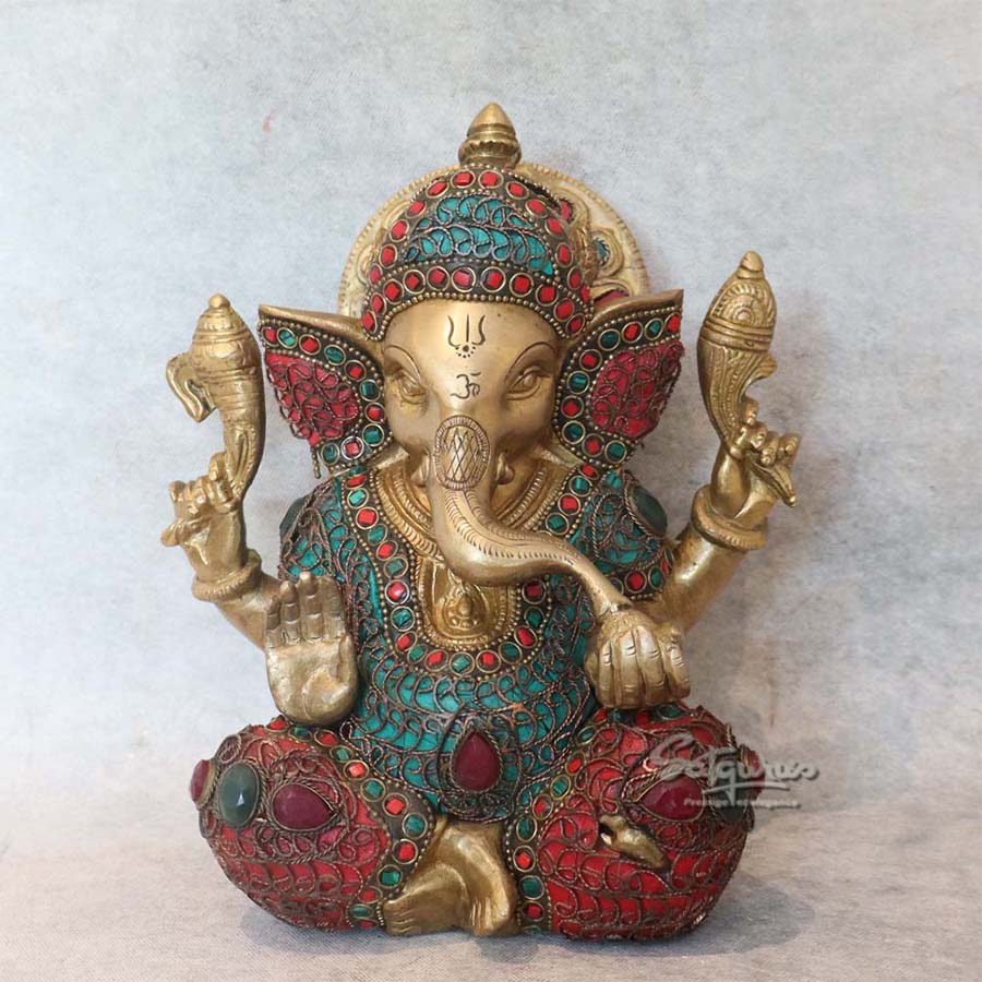 Brass Crown Ganesha( Big )  By Satguru's