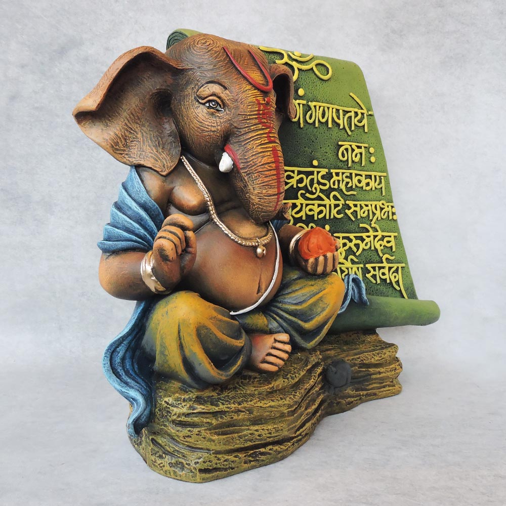 Ganesha Sitting On Stone With Mantra by Satgurus