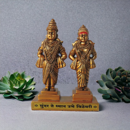 Vitthal Rukmini In Gold & Copper Finish by Satgurus