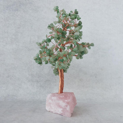 Green Jade Tree With Rose Quartz Base by Satgurus