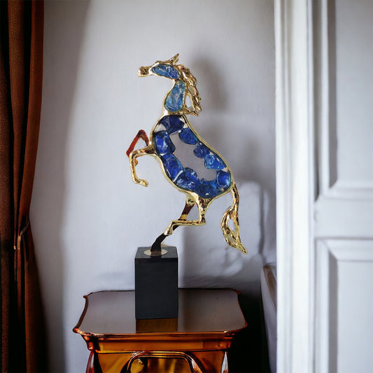 Metal With Blue Stone Horse Art by Satgurus