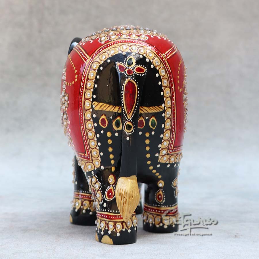 Wooden Trunk Up Hand Painted Elephant BY Satgurus