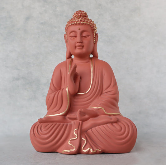 Mini Buddha In Abhaya Mudra / Pink Orange by Satgurus