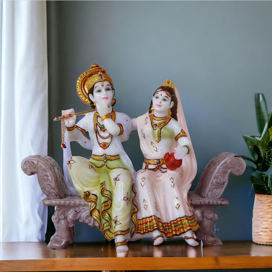 Lord Krishna & Radha On Bench Pastel Series by Satgurus