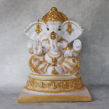 Ashtavinayak Ganehsa In White & Gold by Satgurus