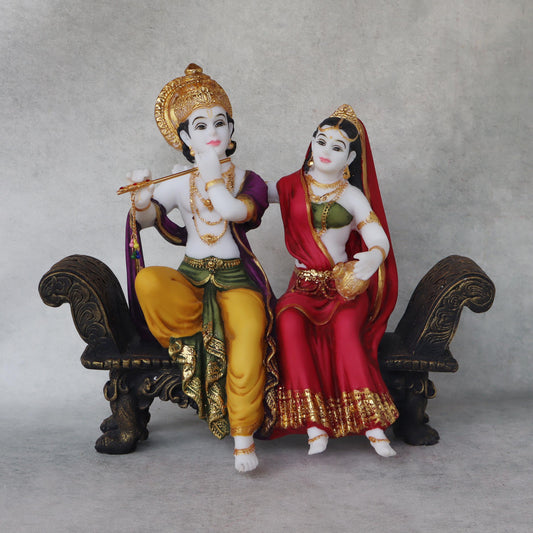 Radha Krishna Sitting on Bench by Satgurus