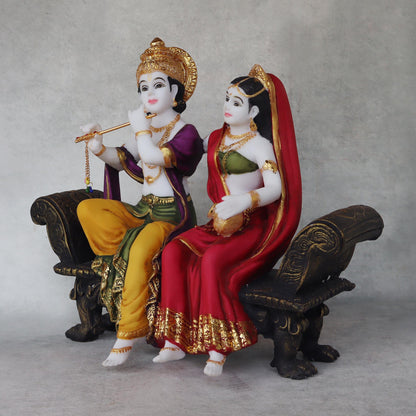 Radha Krishna Sitting on Bench by Satgurus