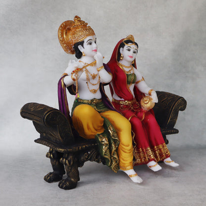 Radha Krishna Sitting on Bench by Satgurus