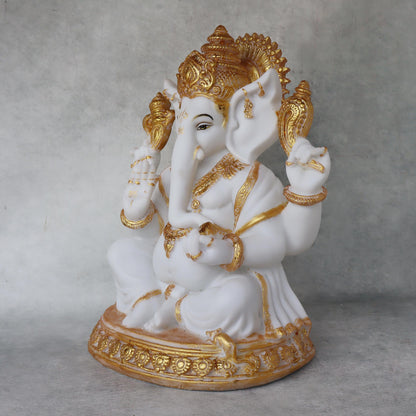 Ganesha In White & Gold by Satgurus