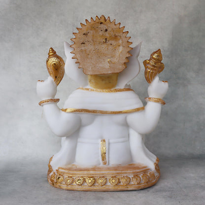 Ganesha In White & Gold by Satgurus