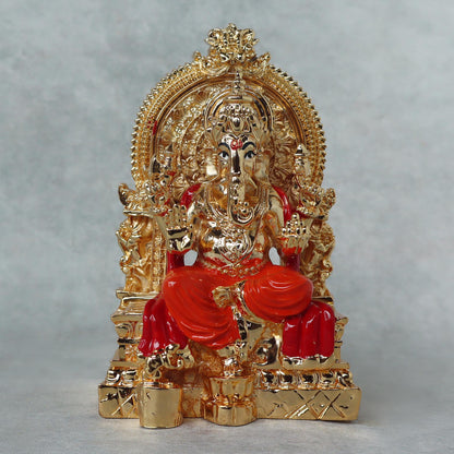 Gold Plated Ganesha Sitting by Satgurus