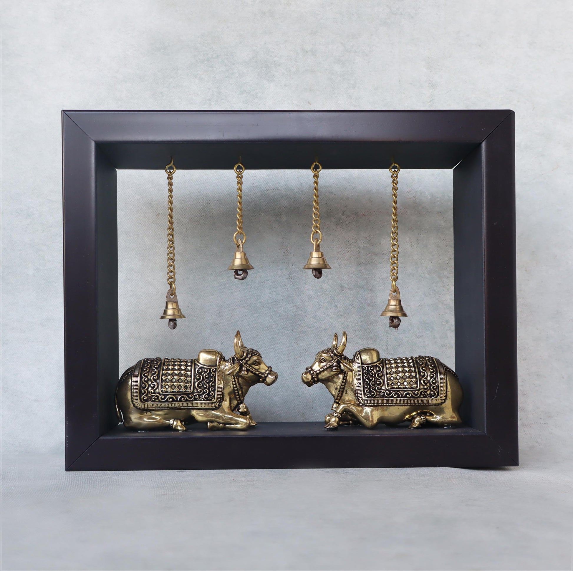 Nandi's In Wooden Frame by Satgurus