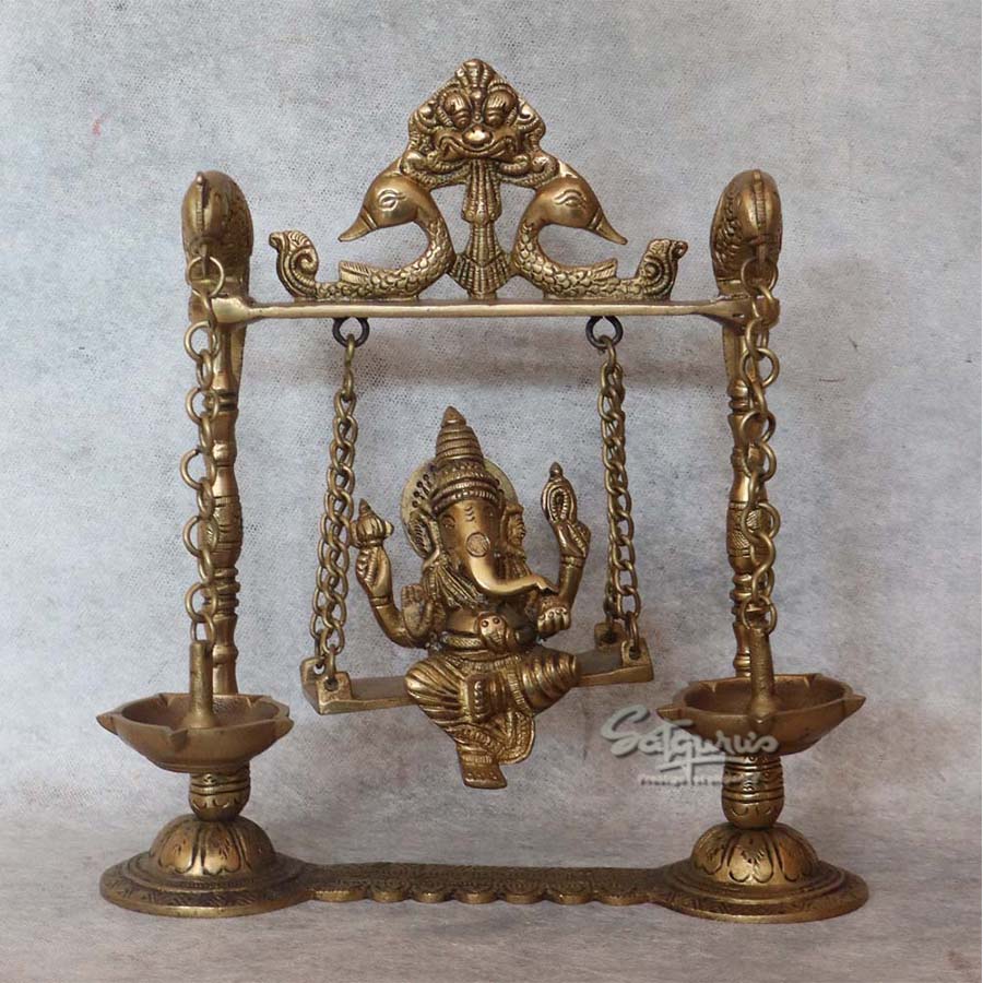 Brass Ganesha Swing With Diya By Satguru's