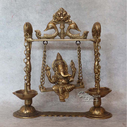 Brass Ganesha Swing With Diya By Satguru's