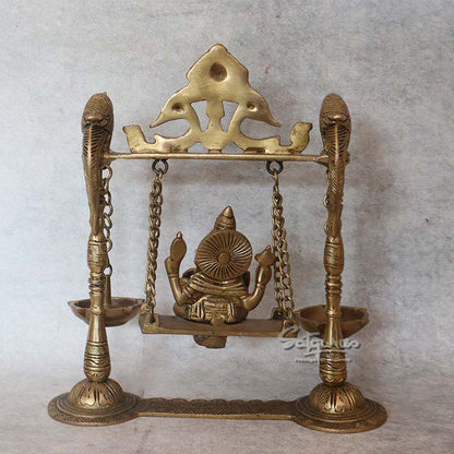 Brass Ganesha Swing With Diya By Satguru's