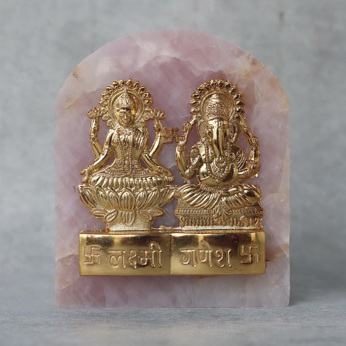 Laxmi Ganesh Carving On Rose Quartz Stone by Satgurus