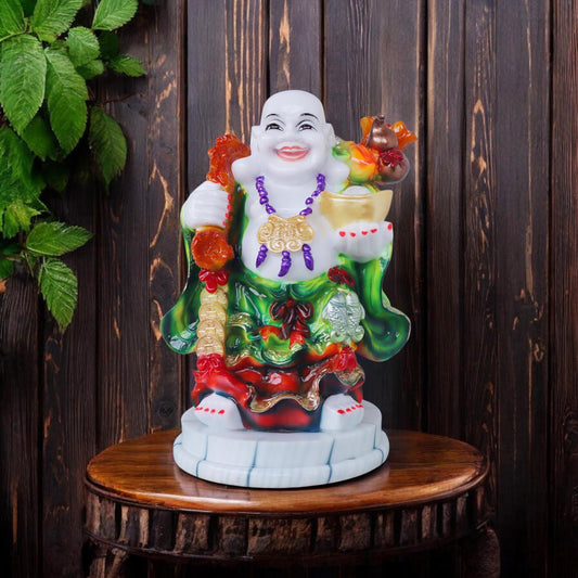 Laughing Buddha With Ingot / Green by Satgurus