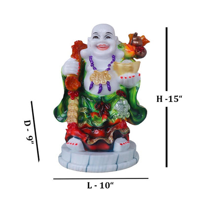 Laughing Buddha With Ingot / Green by Satgurus
