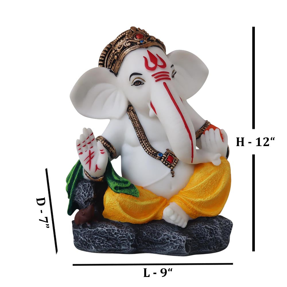 Side Face Ganesh Sitting On Stone by Satgurus