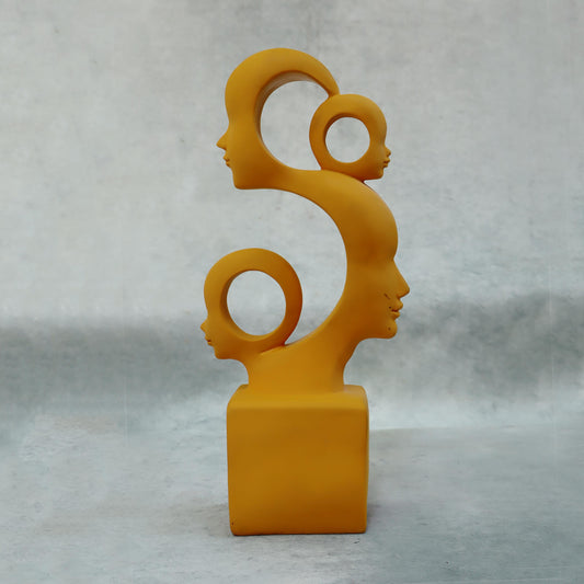 Family Cutwork Faces Sculpture / Yellow by Satgurus
