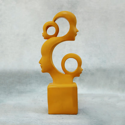 Family Cutwork Faces Sculpture / Yellow by Satgurus